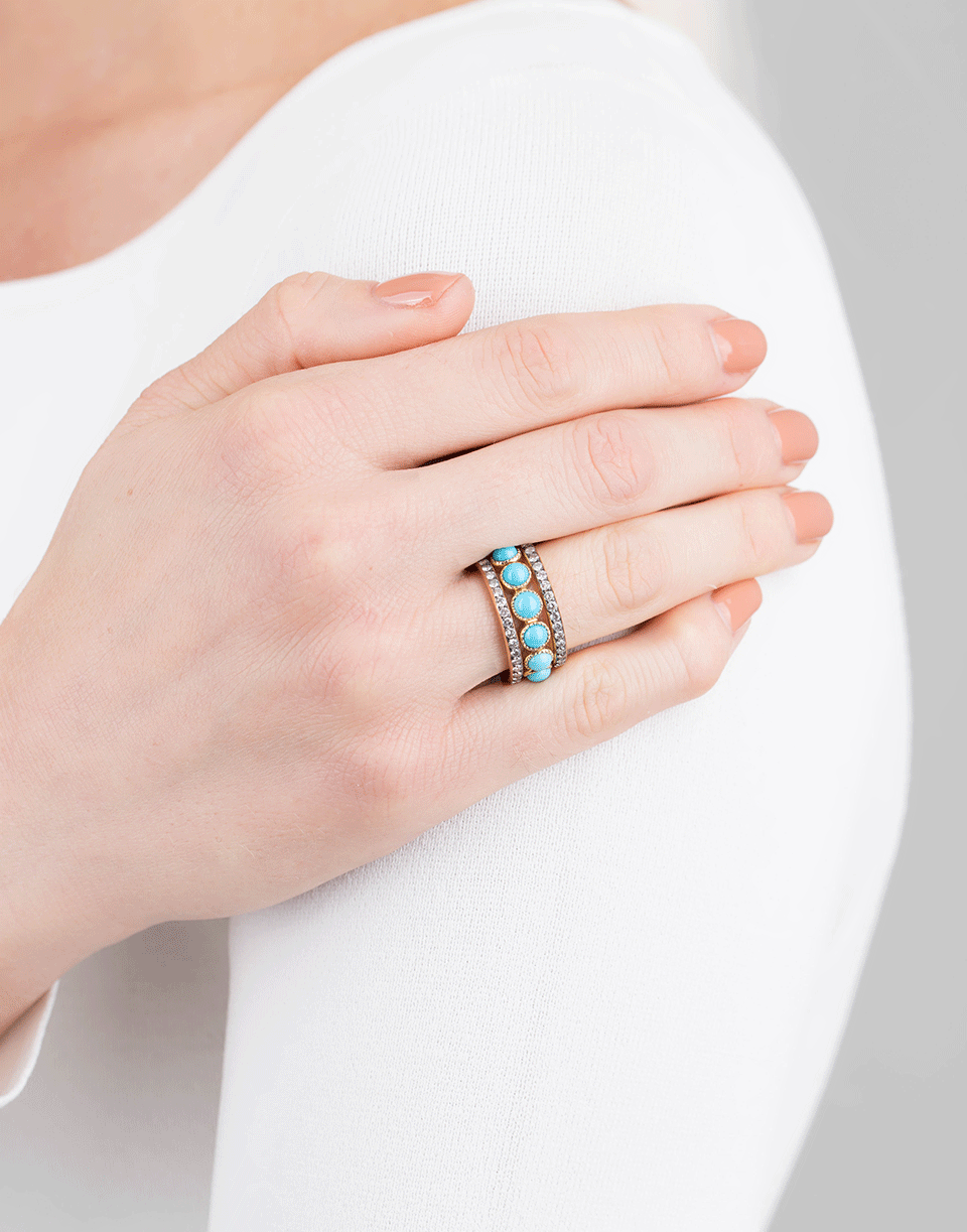 SYLVA & CIE-Round Turquoise Eternity Ring-YELLOW GOLD