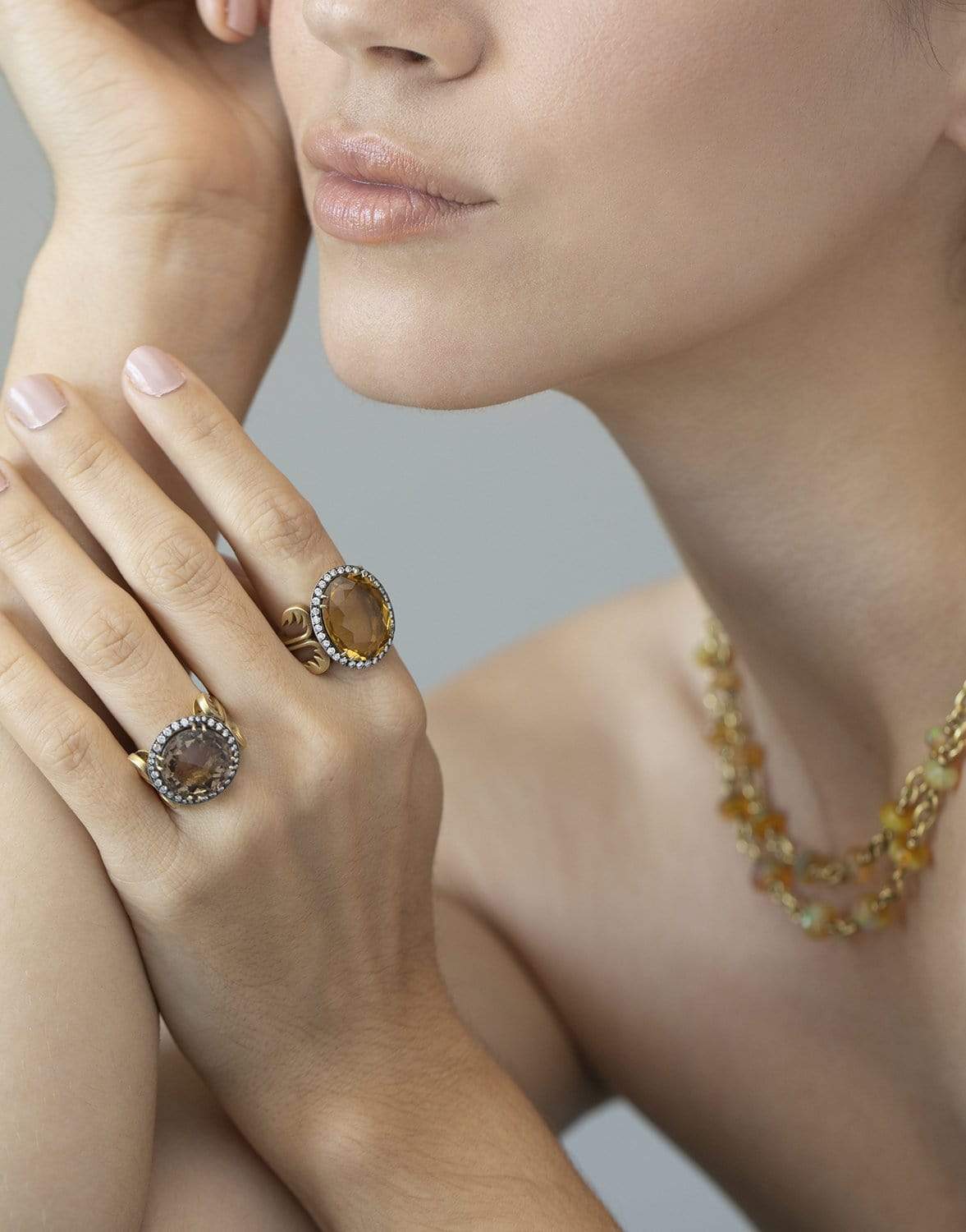 SYLVA & CIE-Smoky Topaz and Diamond Ring-YELLOW GOLD