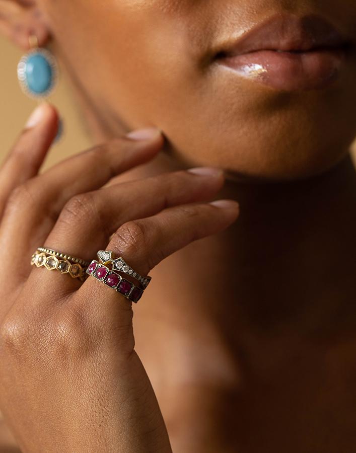SYLVA & CIE-Diamond Corset Stacking Ring-YELLOW GOLD