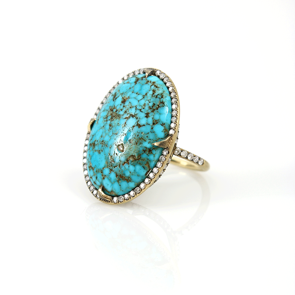 SYLVA & CIE-Kingman Turquoise Diamond Ring-YELLOW GOLD