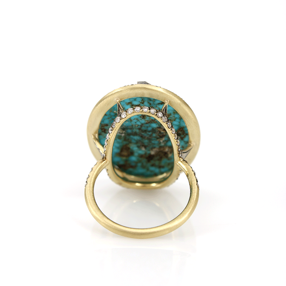 SYLVA & CIE-Kingman Turquoise Diamond Ring-YELLOW GOLD
