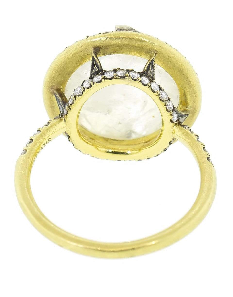 SYLVA & CIE-Moonstone and Diamond Ring-YELLOW GOLD