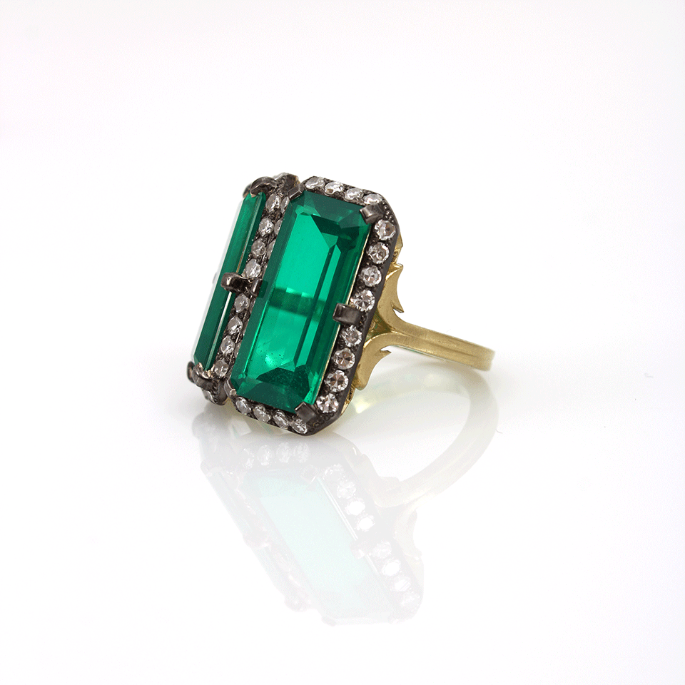 SYLVA & CIE-Beryl Diamond Doublet Ring-YELLOW GOLD