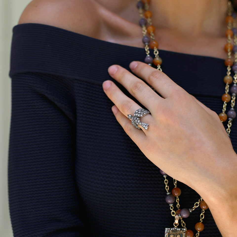 SYLVA & CIE-Diamond Swallow Bird Ring-YELLOW GOLD