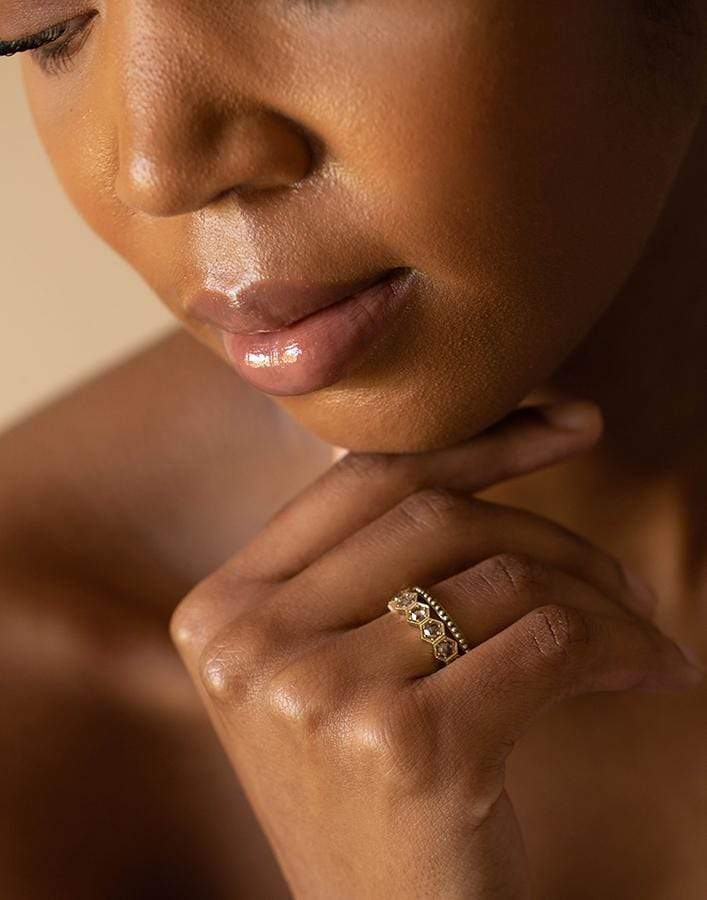 SYLVA & CIE-Oxidized Caviar Band Ring-YELLOW GOLD