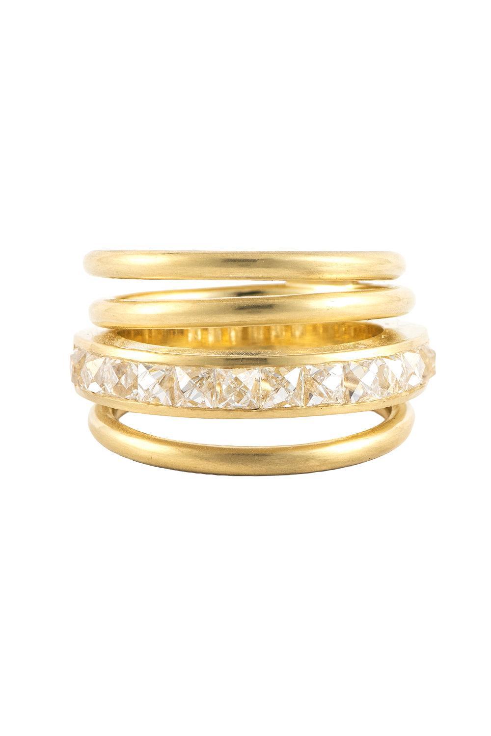 Diamond Spiral French Cut Ring-YELLOW GOLD-7-JEWELRYFINE JEWELRING-SYLVA & CIE