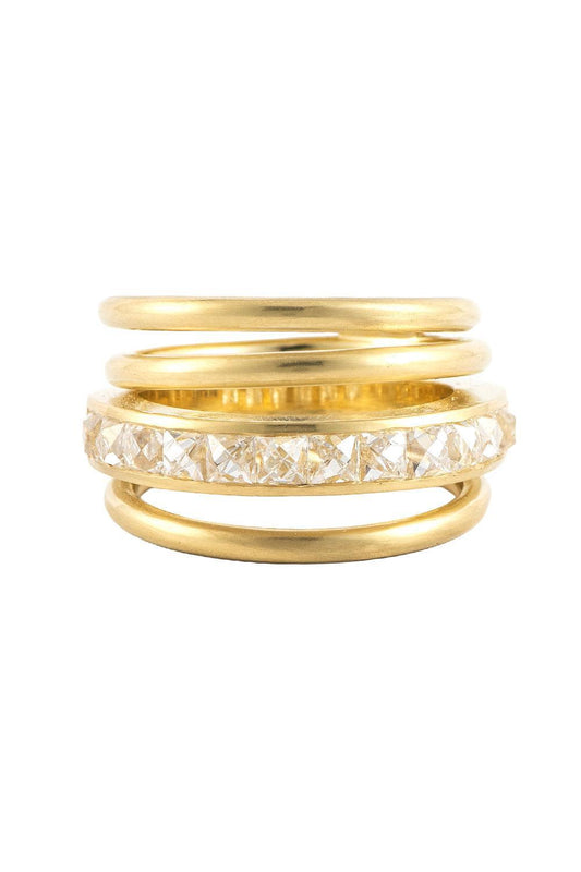 Diamond Spiral French Cut Ring-YELLOW GOLD-7-JEWELRYFINE JEWELRING-SYLVA & CIE