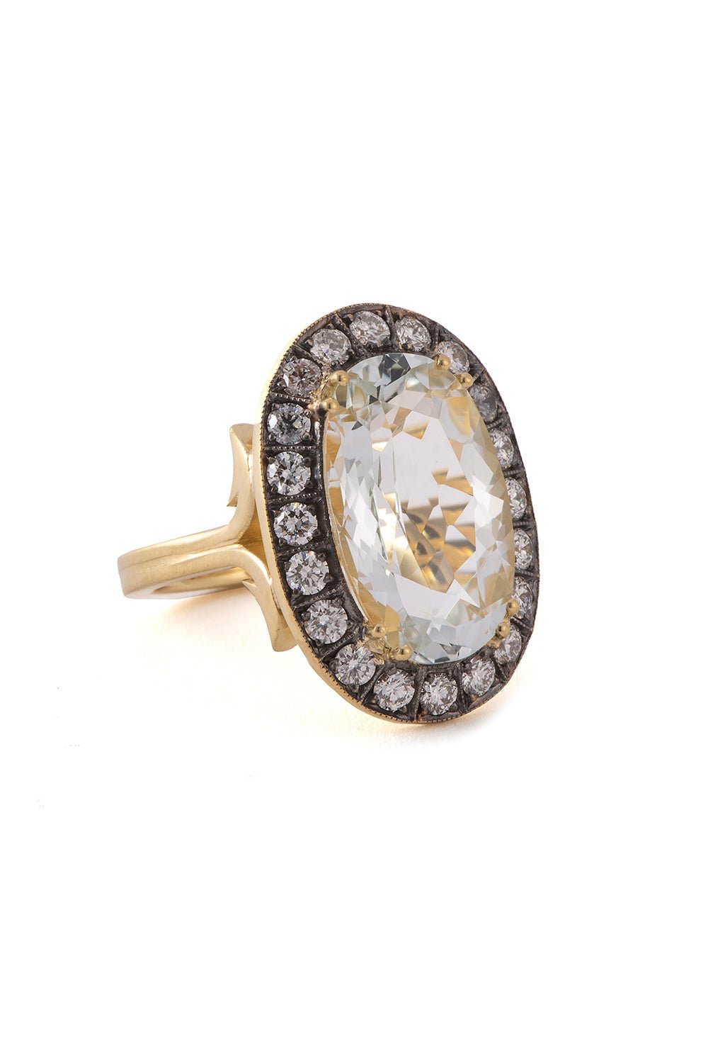 SYLVA & CIE-Oval Vintage Topaz Diamond Ring-YELLOW GOLD