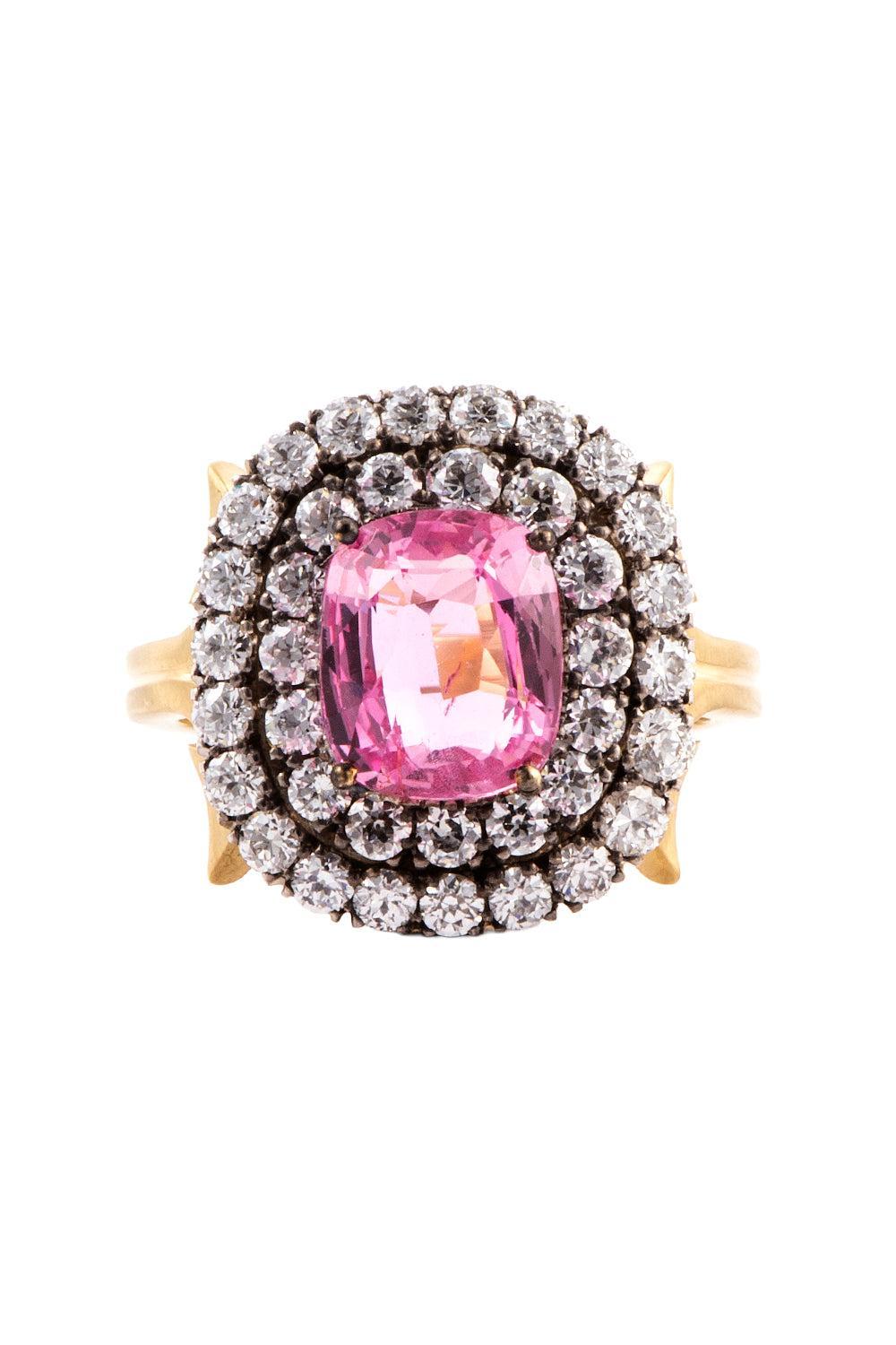 Padparasha Sapphire Ring-YELLOW GOLD-7-JEWELRYFINE JEWELRING-SYLVA & CIE