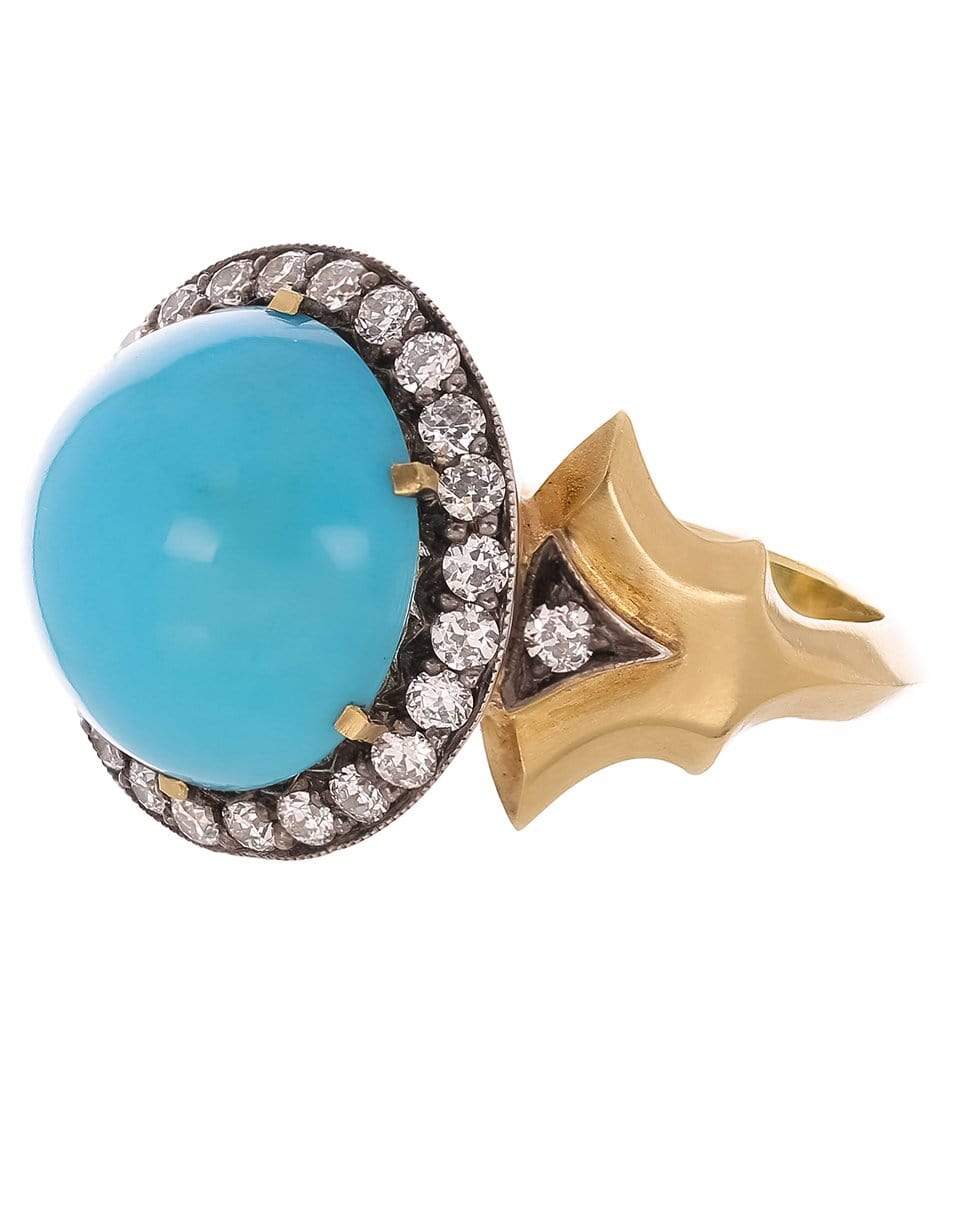 SYLVA & CIE-Turquoise And Diamond Ring-YELLOW GOLD