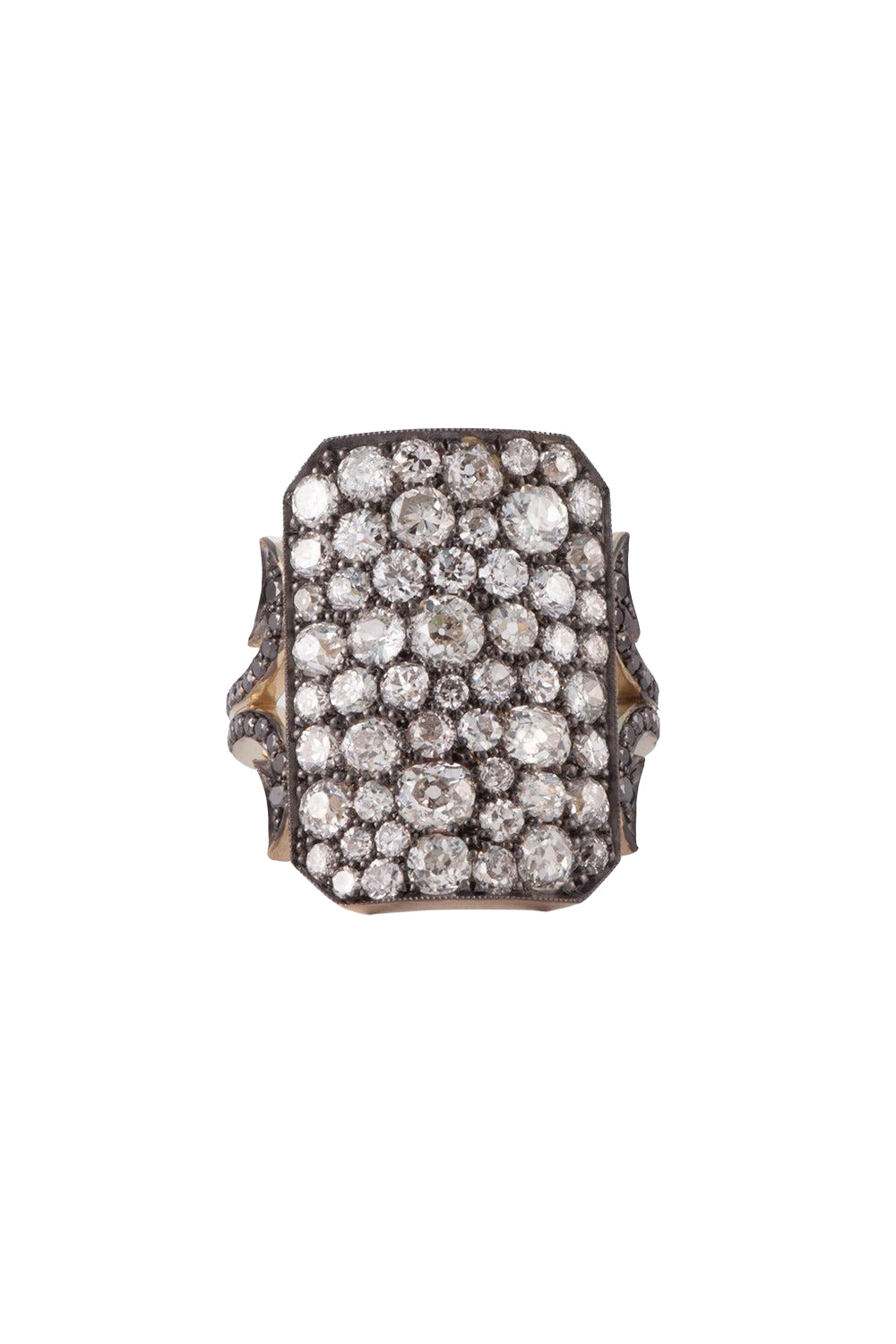 Old Euro Black Diamond Ten Table Ring-YELLOW GOLD-7.25-JEWELRYFINE JEWELRING-SYLVA & CIE