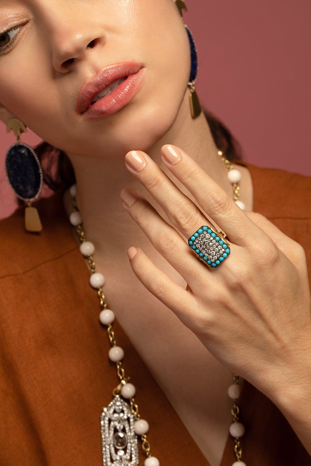 SYLVA & CIE-Turquoise Ten Table Ring-YELLOW GOLD
