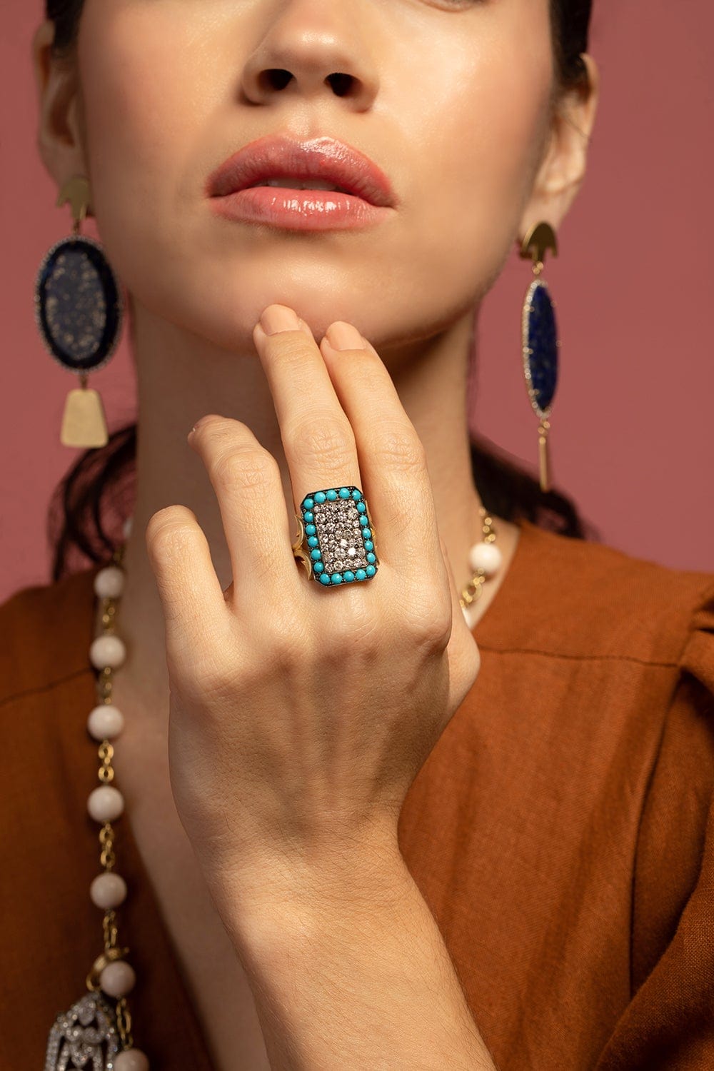 SYLVA & CIE-Turquoise Ten Table Ring-YELLOW GOLD