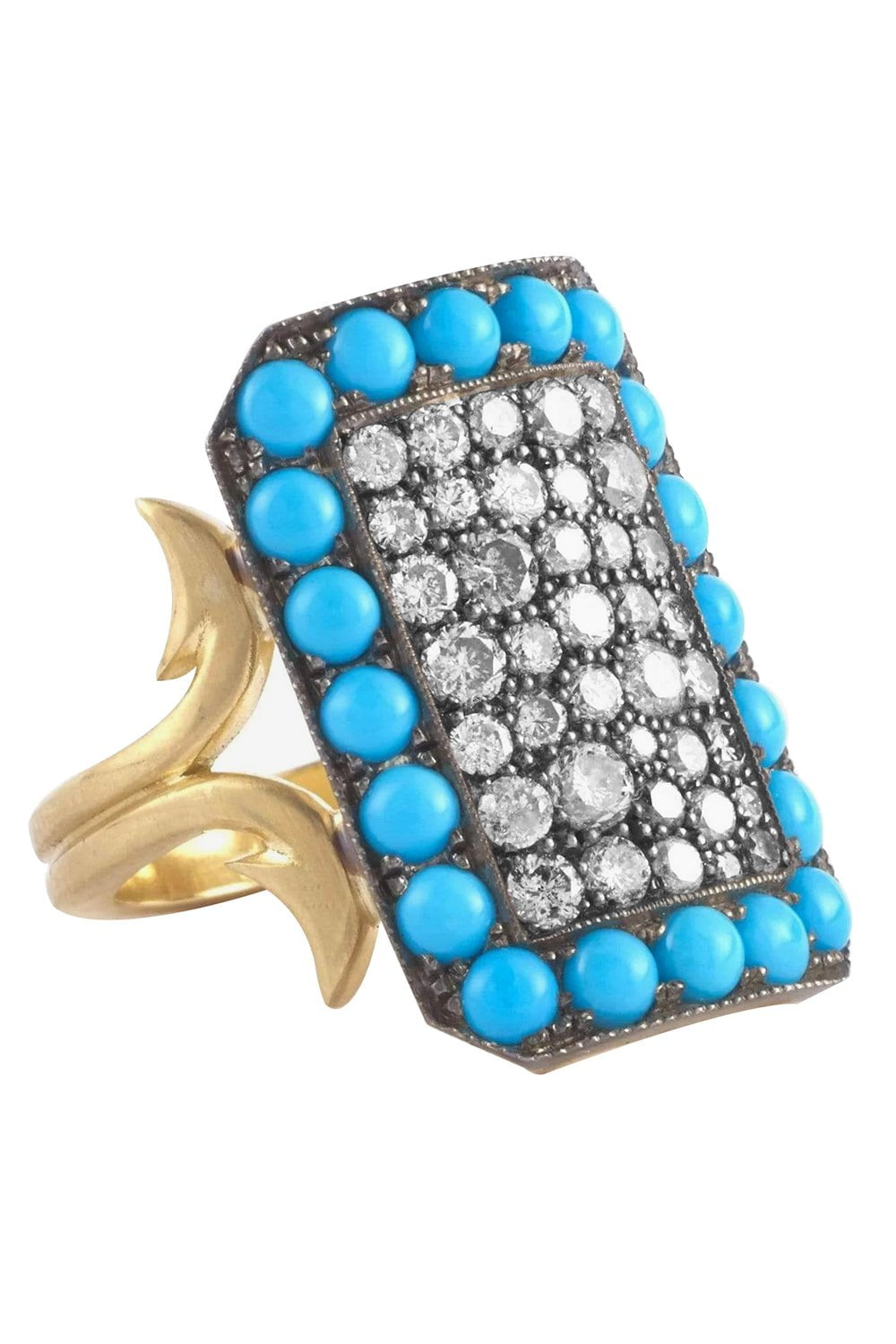 SYLVA & CIE-Turquoise Ten Table Ring-YELLOW GOLD
