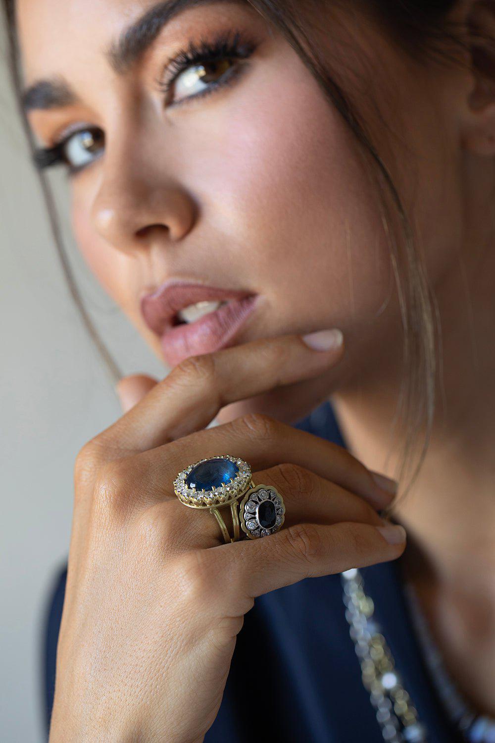 SYLVA & CIE-Blue Sapphire Art Deco Ring-YELLOW GOLD