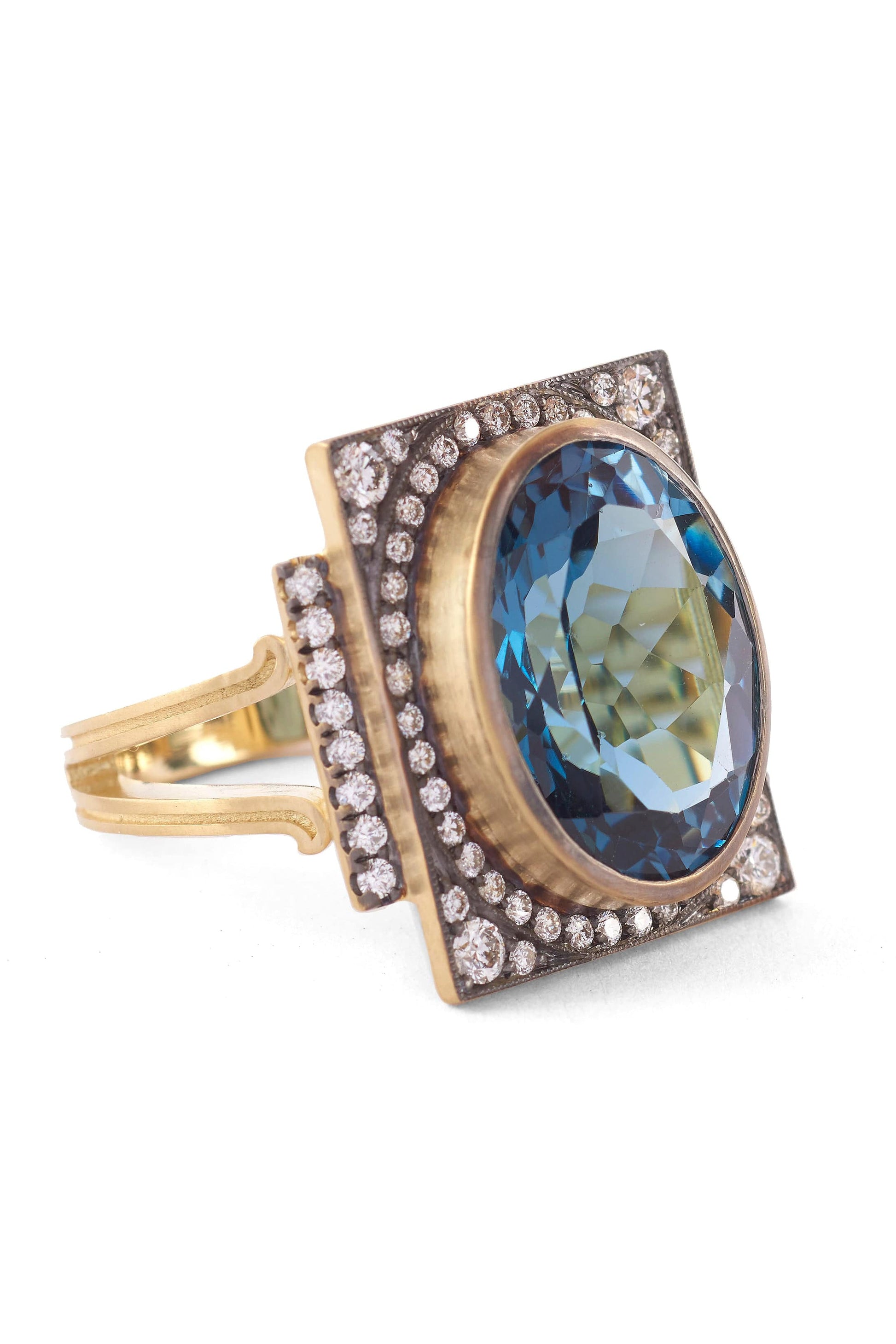 SYLVA & CIE-Blue Topaz Renee Ring-YELLOW GOLD