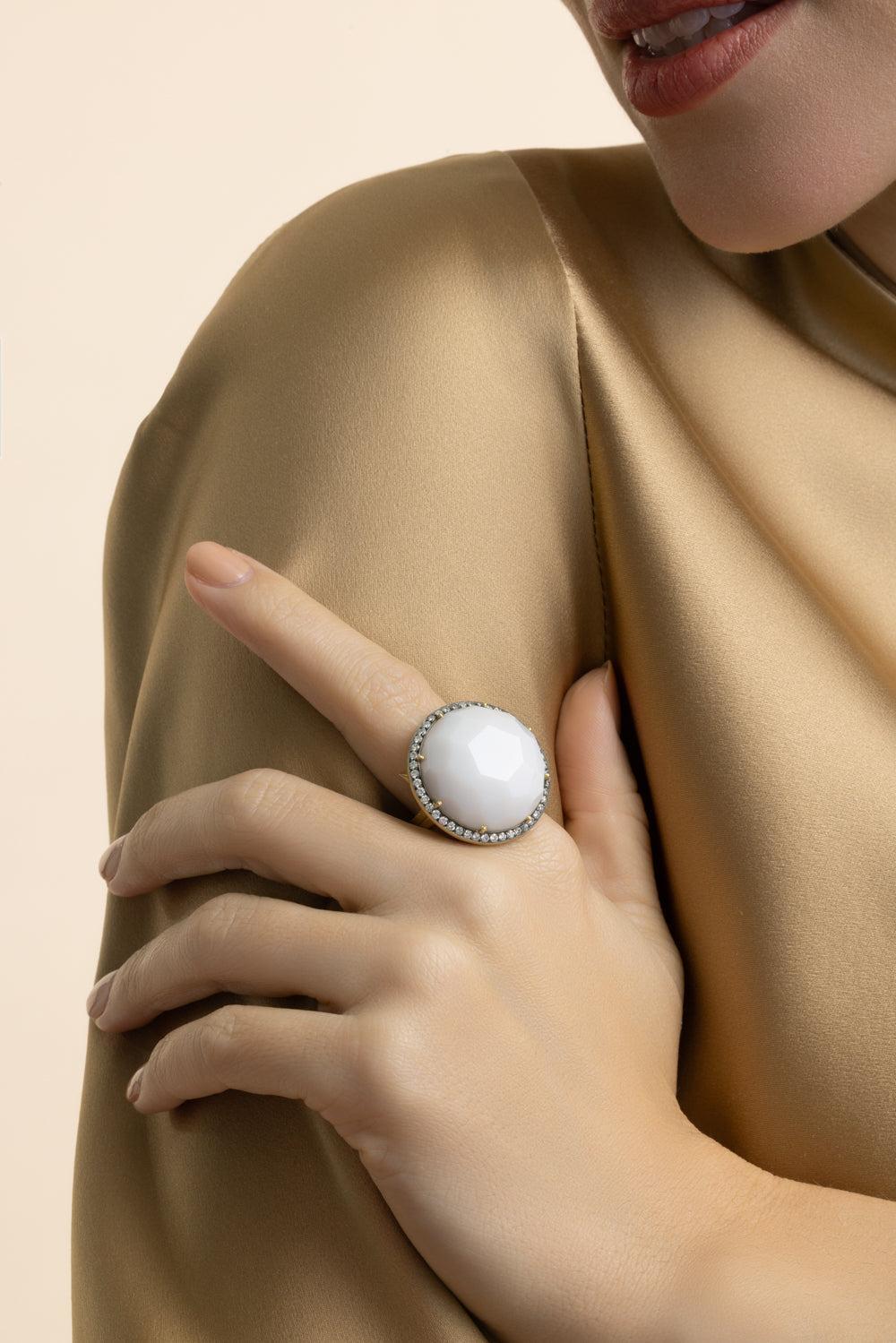 Faceted Cocgolong Ring-YELLOW GOLD-7.5-JEWELRYFINE JEWELRING-SYLVA & CIE