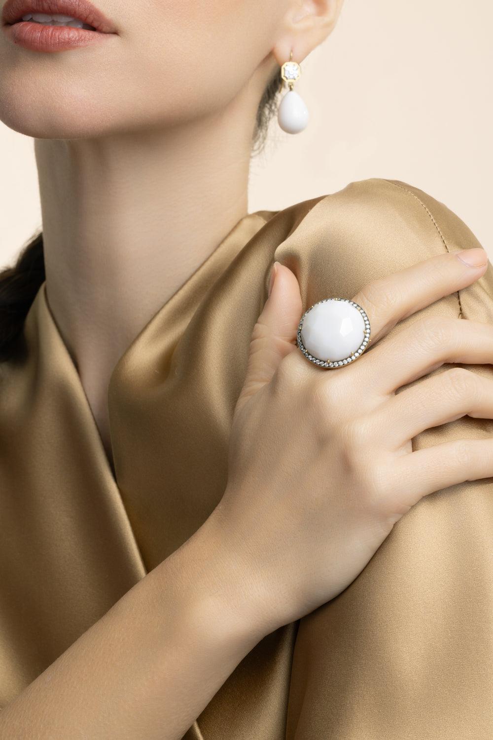 Faceted Cocgolong Ring-YELLOW GOLD-7.5-JEWELRYFINE JEWELRING-SYLVA & CIE