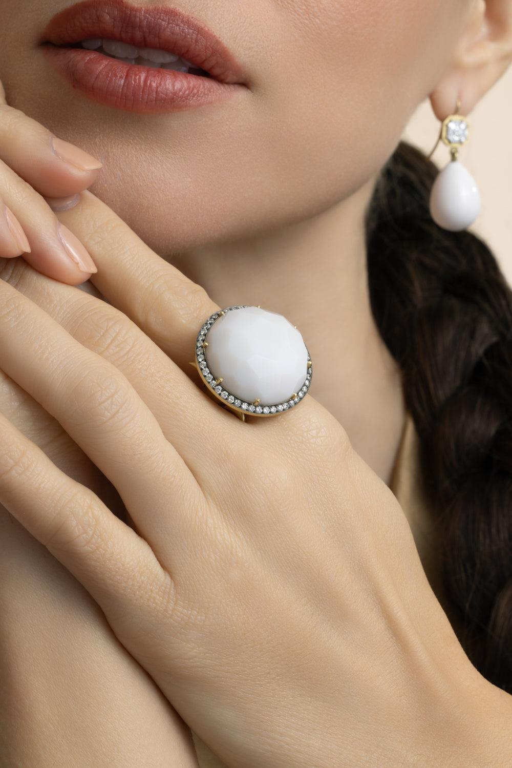 Faceted Cocgolong Ring-YELLOW GOLD-7.5-JEWELRYFINE JEWELRING-SYLVA & CIE