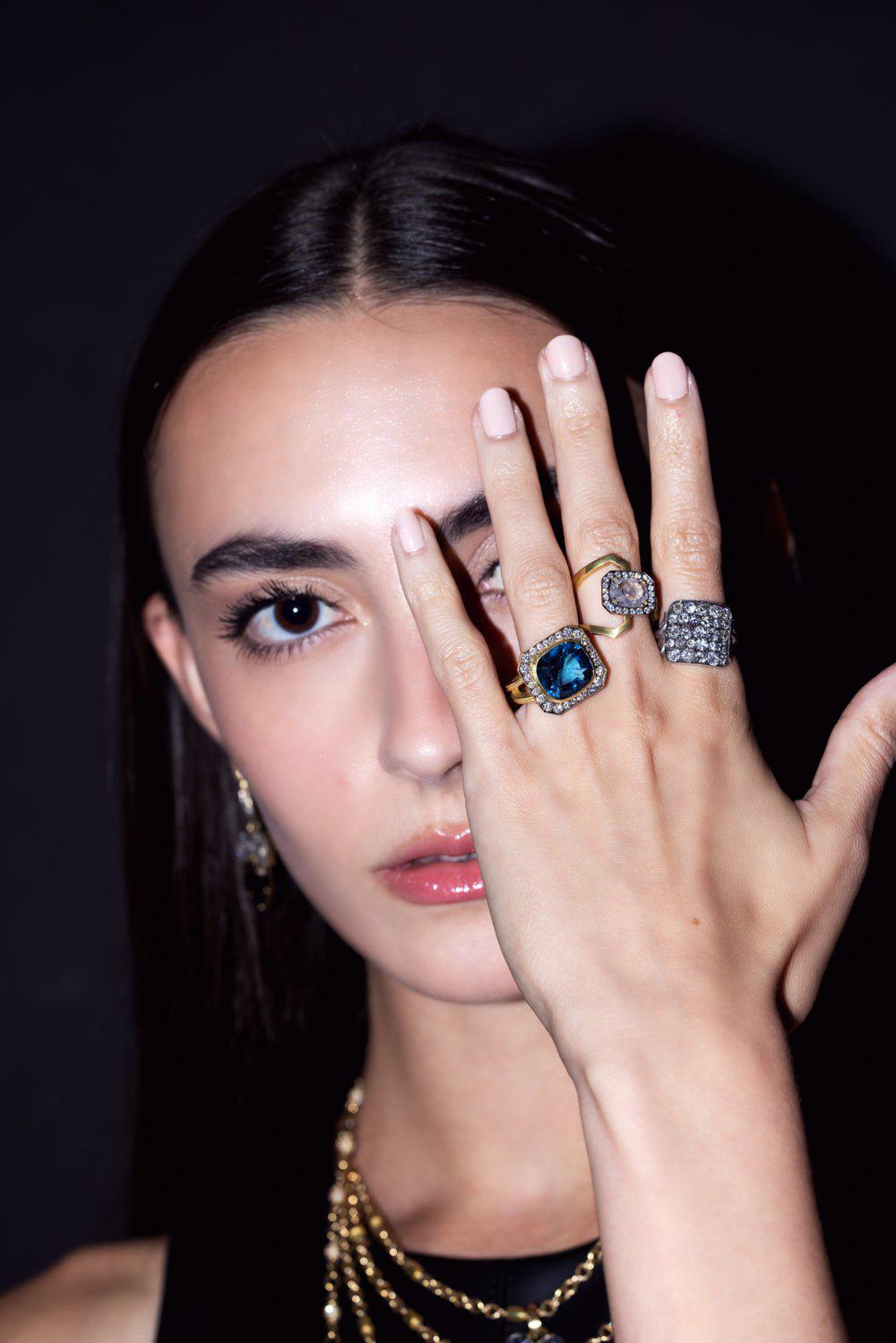 SYLVA & CIE-Grey Diamond Electra Ring-YELLOW GOLD