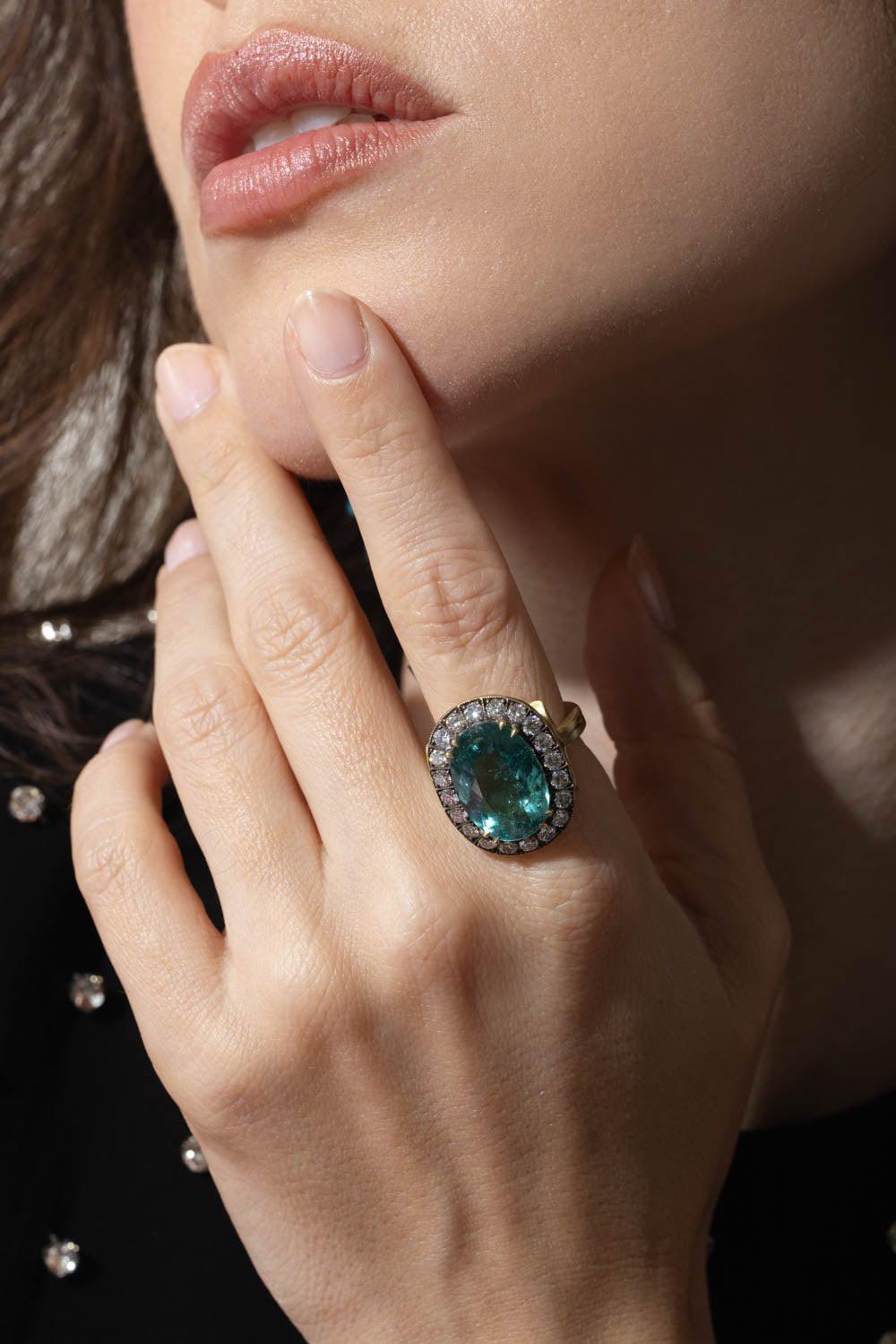 SYLVA & CIE-Tourmaline Diamond Ring-YELLOW GOLD