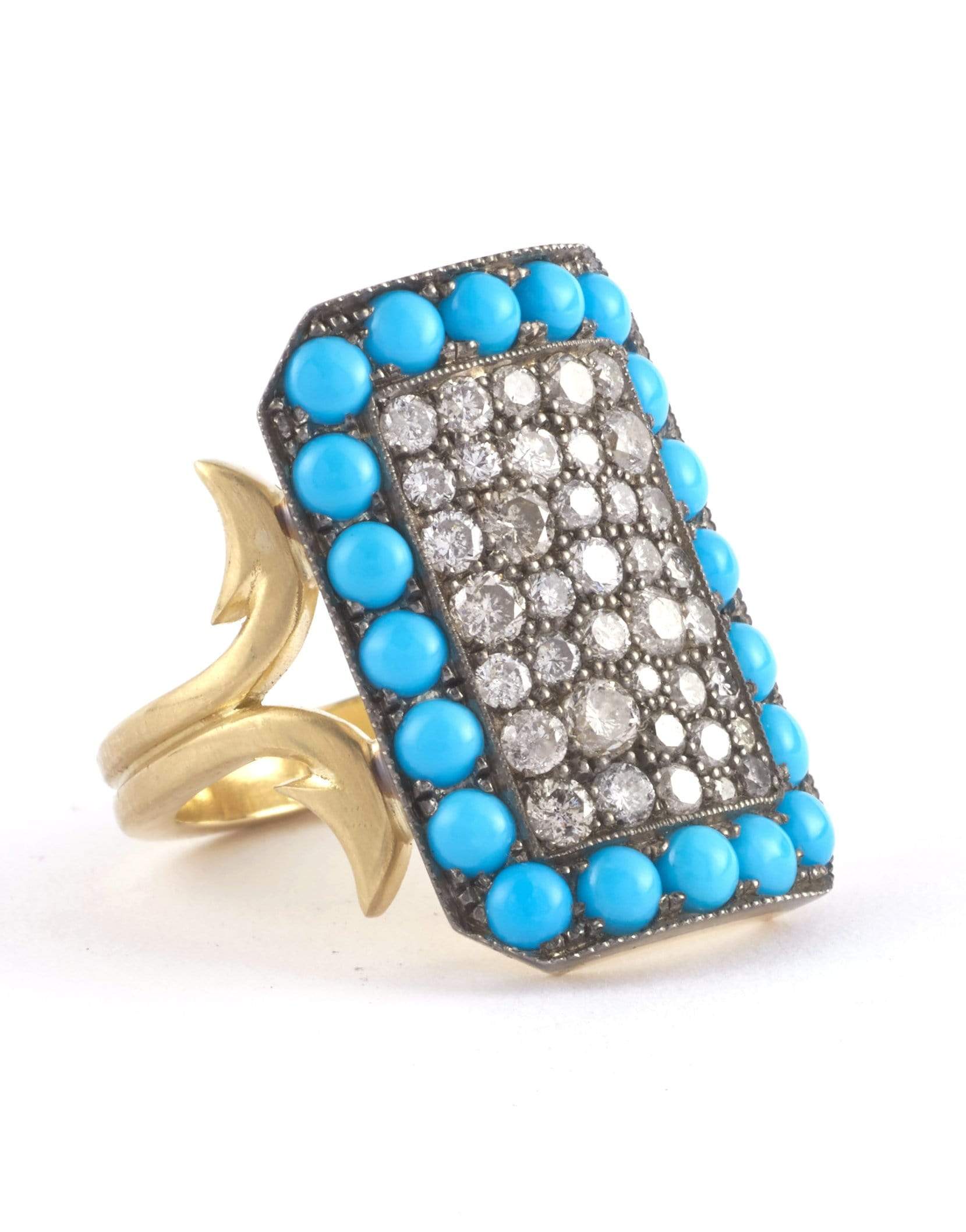 SYLVA & CIE-Turquoise Ten Table Ring-YELLOW GOLD