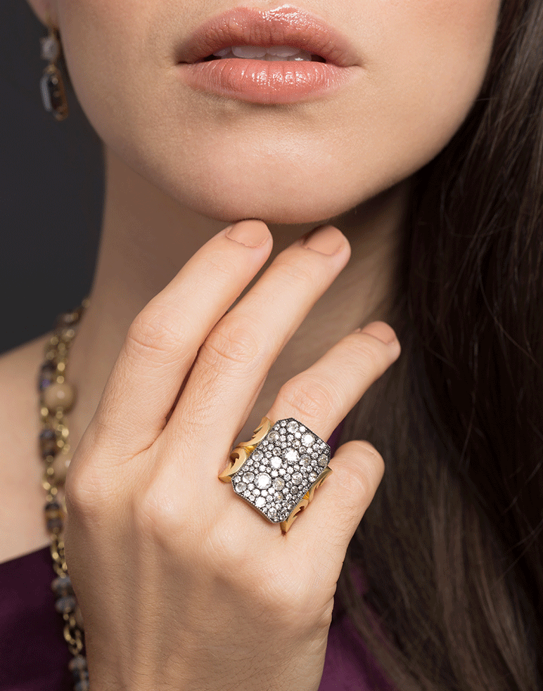 Old Euro Cut Diamond Ten Table Ring | SYLVA & CIE – Marissa Collections