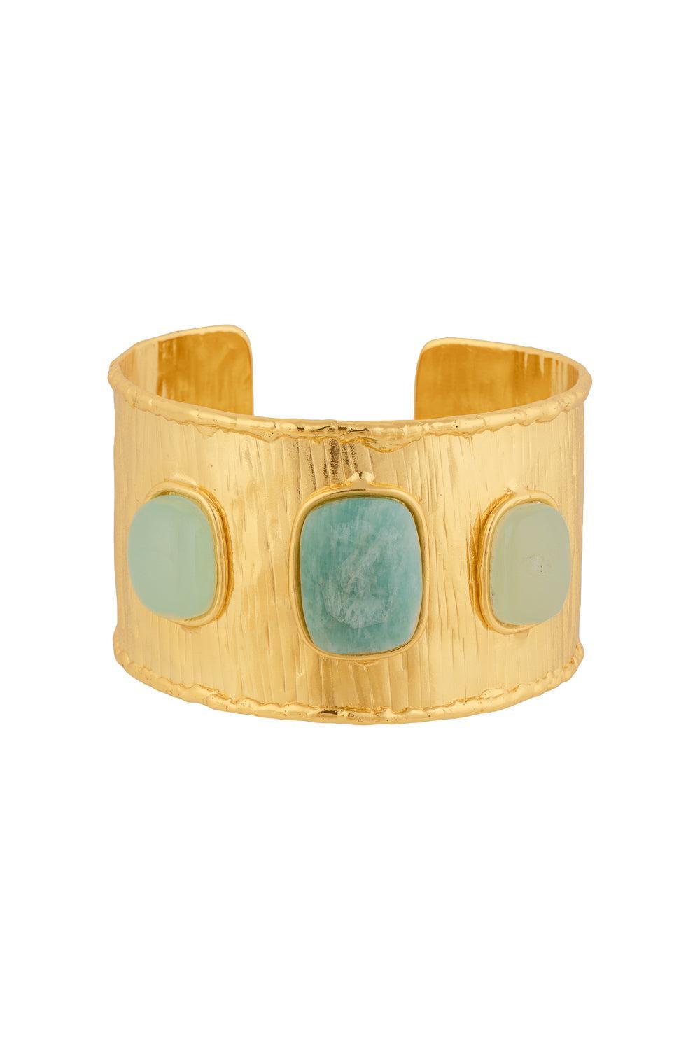 Amazonite Onyx Cuff Bracelet-GREEN-JEWELRYBOUTIQUEBRACELET O-SYLVIA TOLEDANO