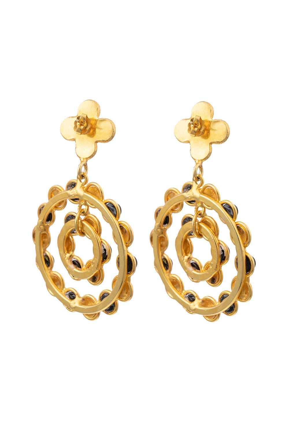 Black Onyx Happy Flower Earrings-BLACK-JEWELRYBOUTIQUEEARRING-SYLVIA TOLEDANO