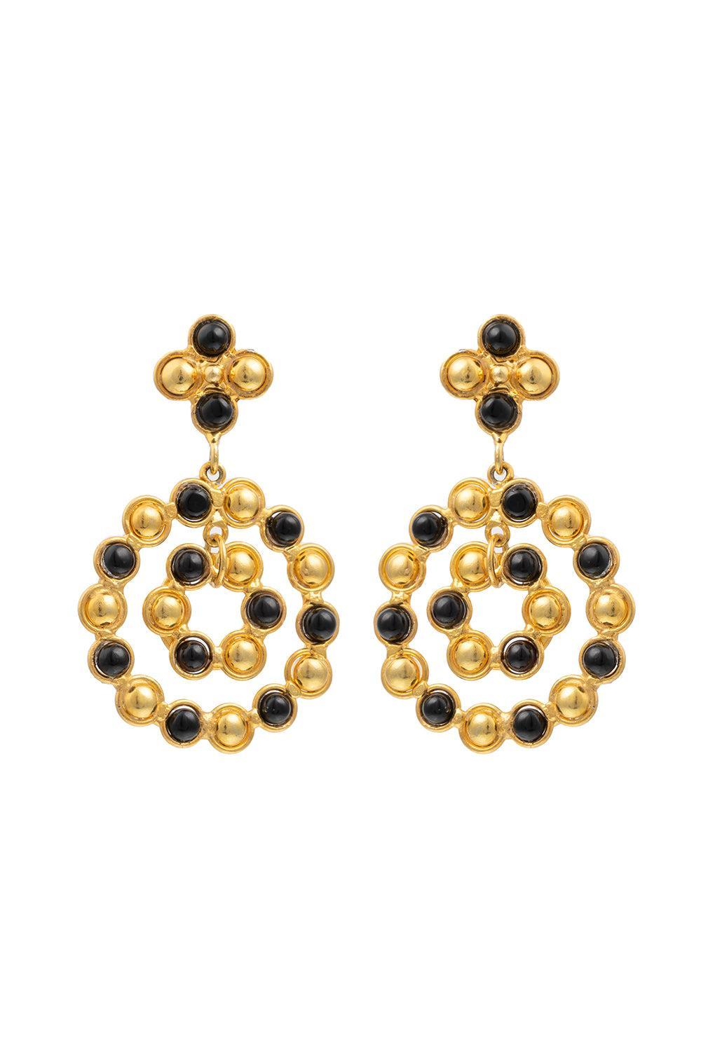 Black Onyx Happy Flower Earrings-BLACK-JEWELRYBOUTIQUEEARRING-SYLVIA TOLEDANO
