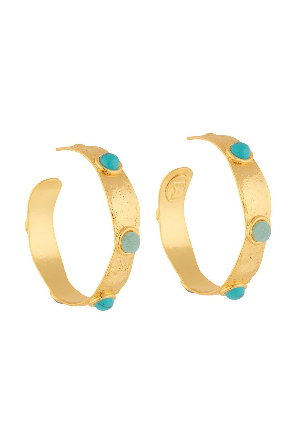 Turquoise Bianca Hoop Earrings-BLUE-JEWELRYBOUTIQUEEARRING-SYLVIA TOLEDANO