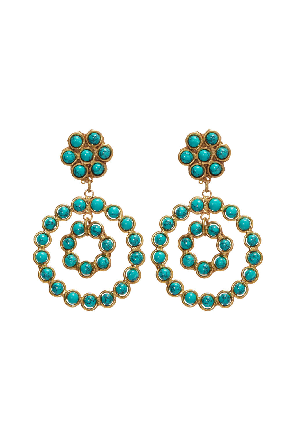 SYLVIA TOLEDANO-Turquoise Happy Flower Drop Earrings-GOLD