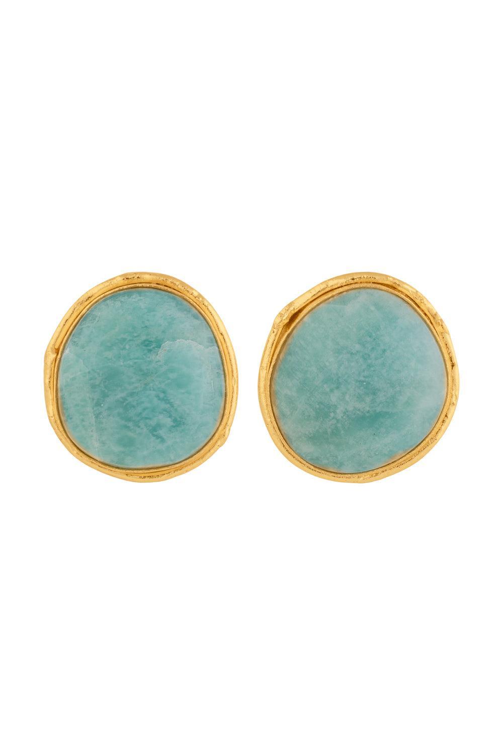 Amazonite Macaron Earrings-GREEN-JEWELRYBOUTIQUEEARRING-SYLVIA TOLEDANO