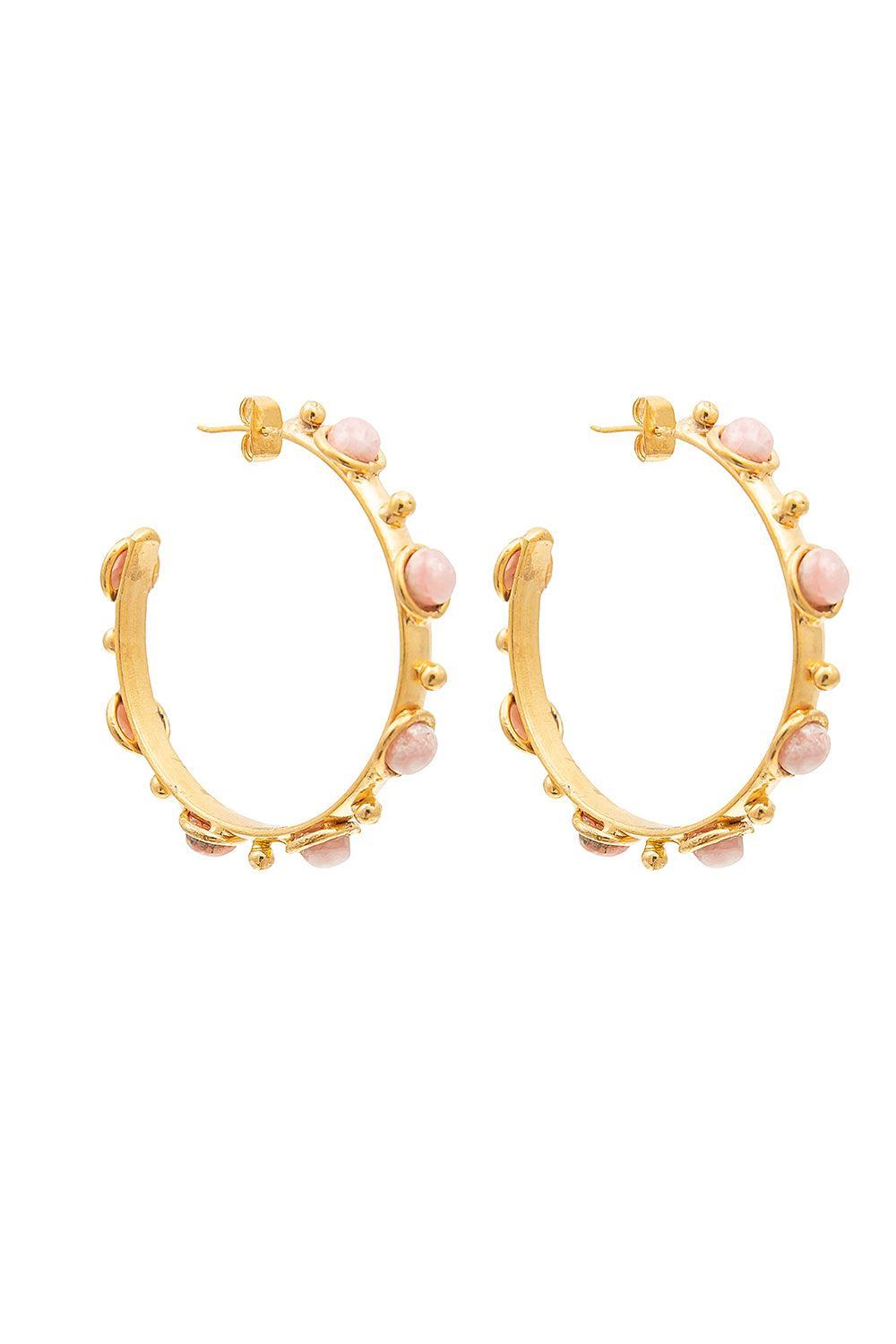 Rhodochrosite Petite Candy Hoop Earrings-RHDCHST-JEWELRYBOUTIQUEEARRING-SYLVIA TOLEDANO