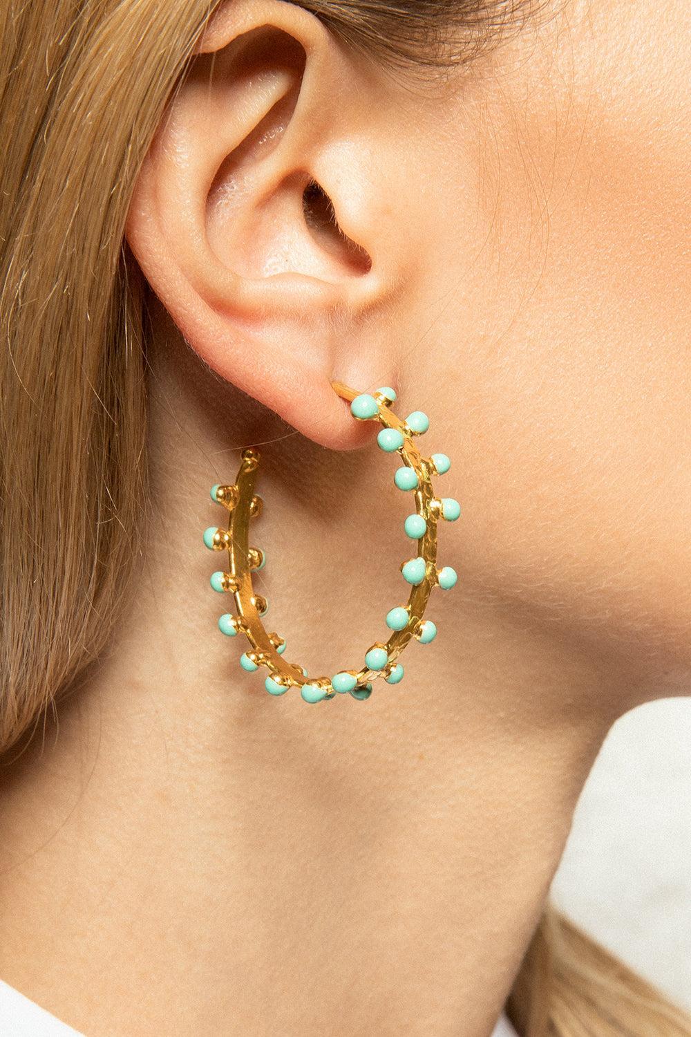 Turquoise Gipsy Earrings-TURQ-JEWELRYBOUTIQUEEARRING-SYLVIA TOLEDANO