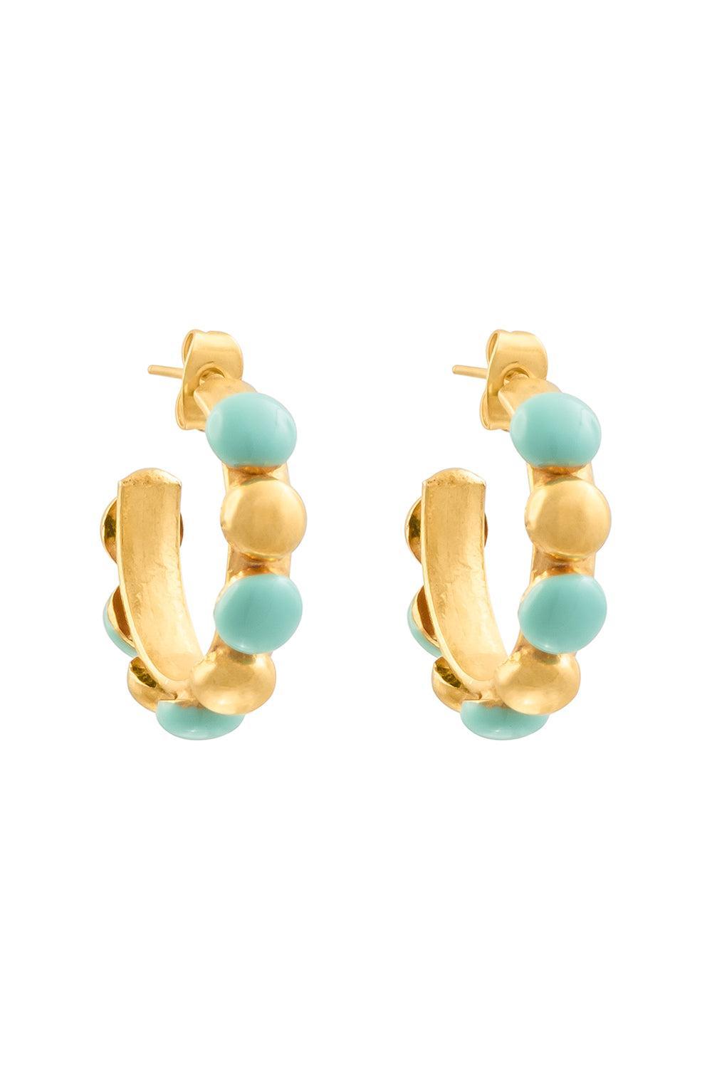 Turquoise Mini Creole Earrings-TURQ-JEWELRYBOUTIQUEEARRING-SYLVIA TOLEDANO