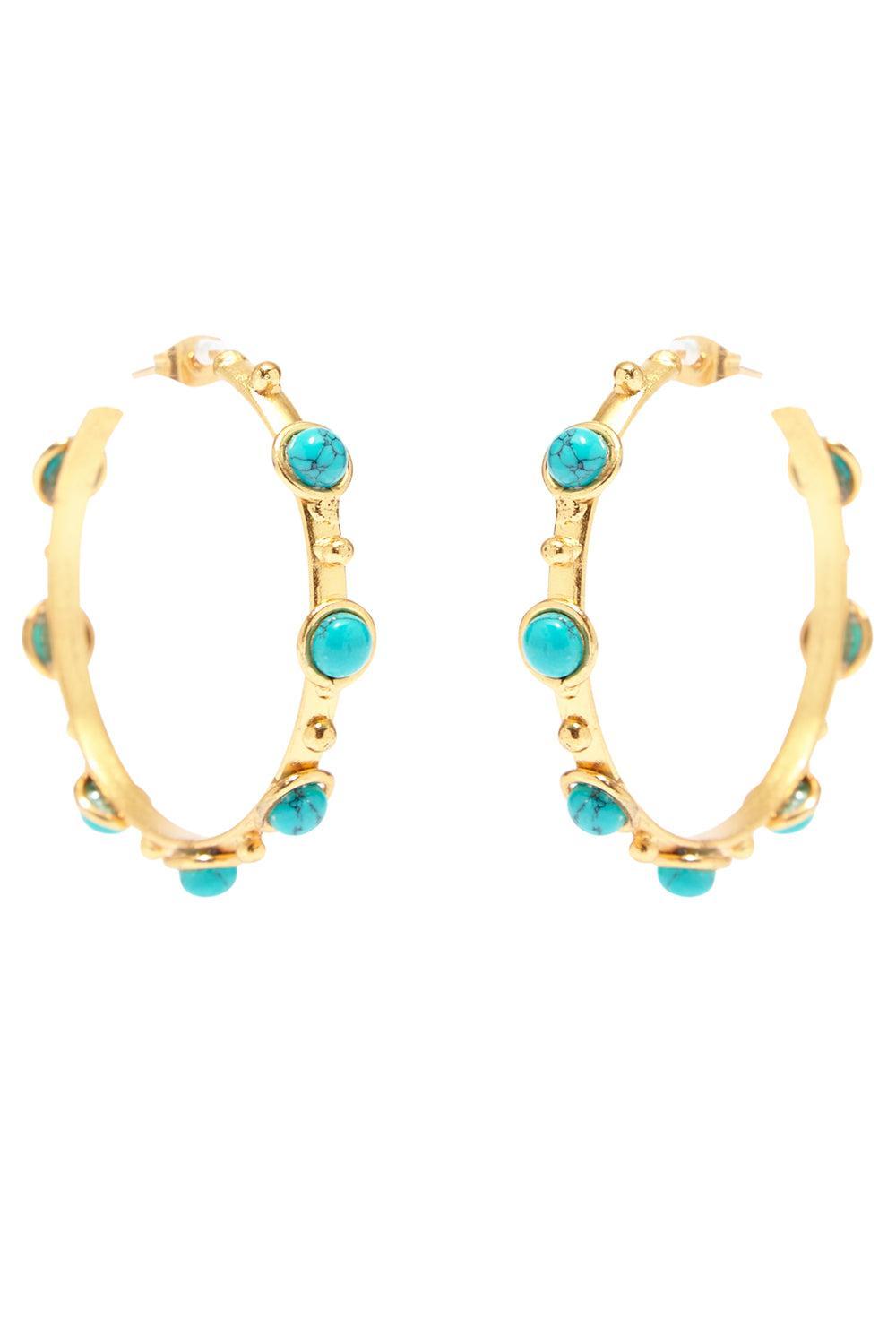 Turquoise Petite Candy Hoop Earrings-GOLD-JEWELRYBOUTIQUEEARRING-SYLVIA TOLEDANO