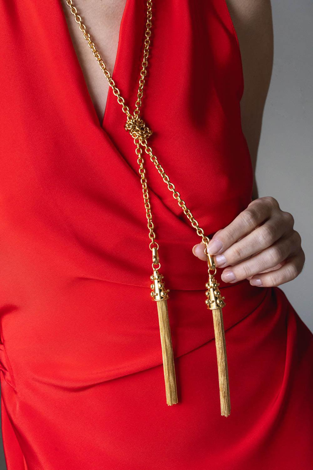 SYLVIA TOLEDANO-2 Pompons Pendant Necklace-GOLD