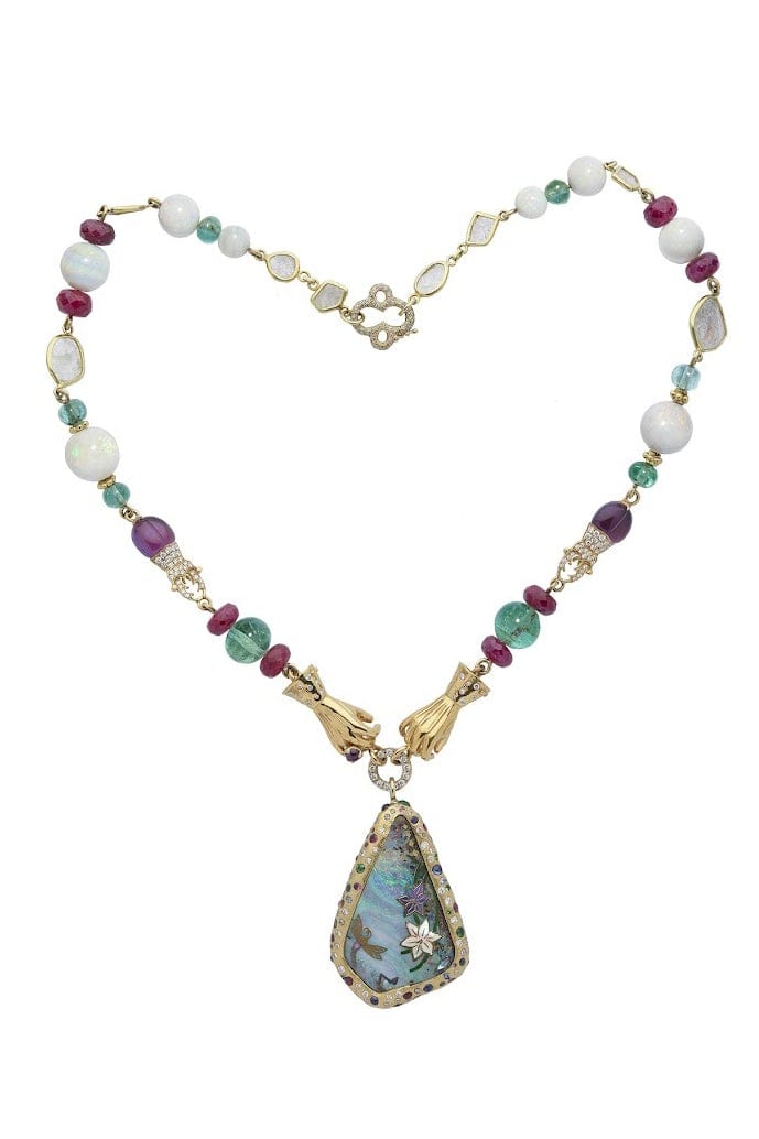 SYLVIE CORBELIN-Eau Vive Opal Necklace-YELLOW GOLD