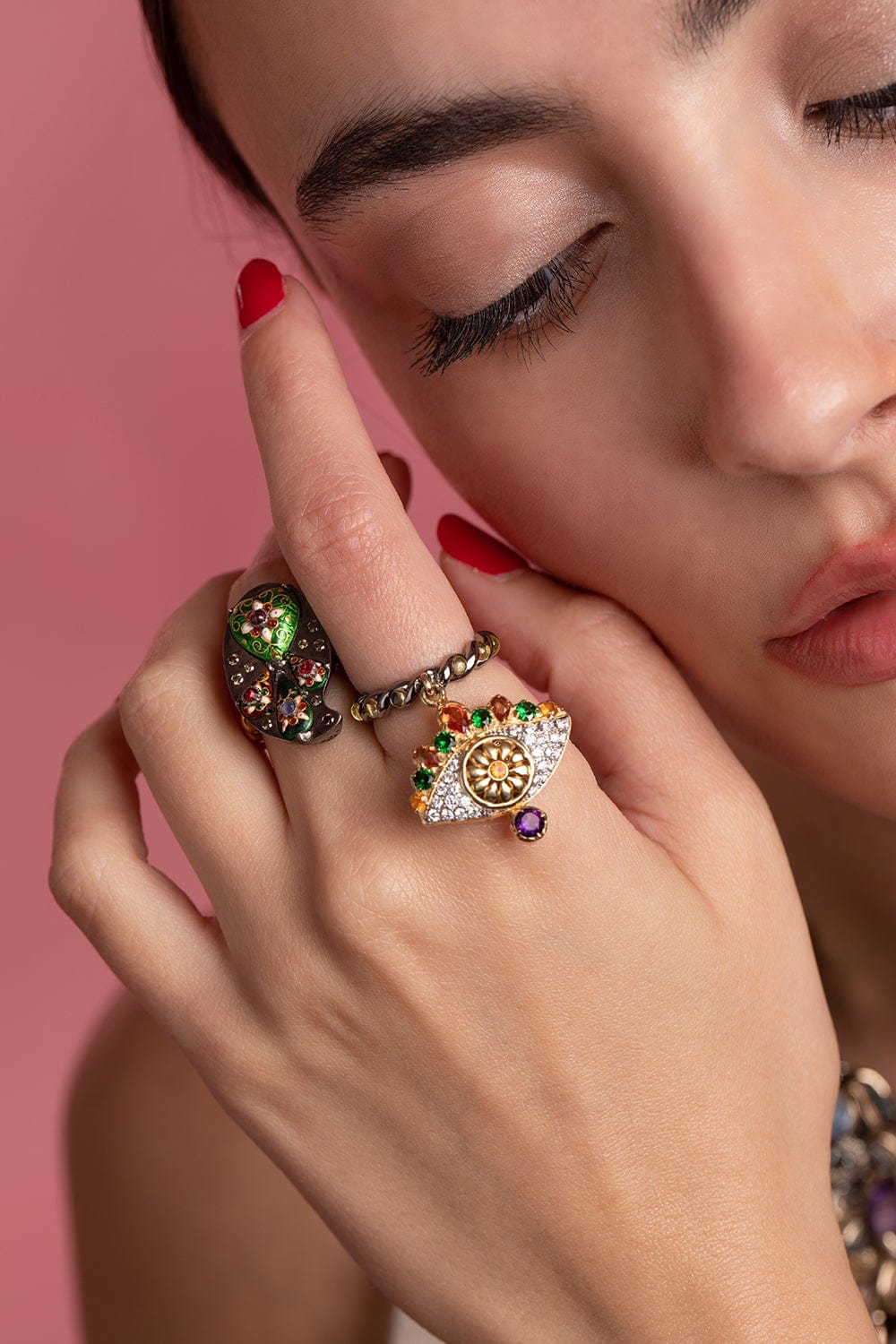 SYLVIE CORBELIN-Lucky Fascination Mobile Eye Ring-SILVER