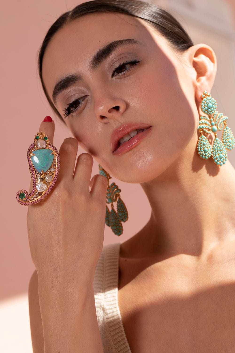 SYLVIE CORBELIN-Celeste Opal Paisley Ring-YELLOW GOLD