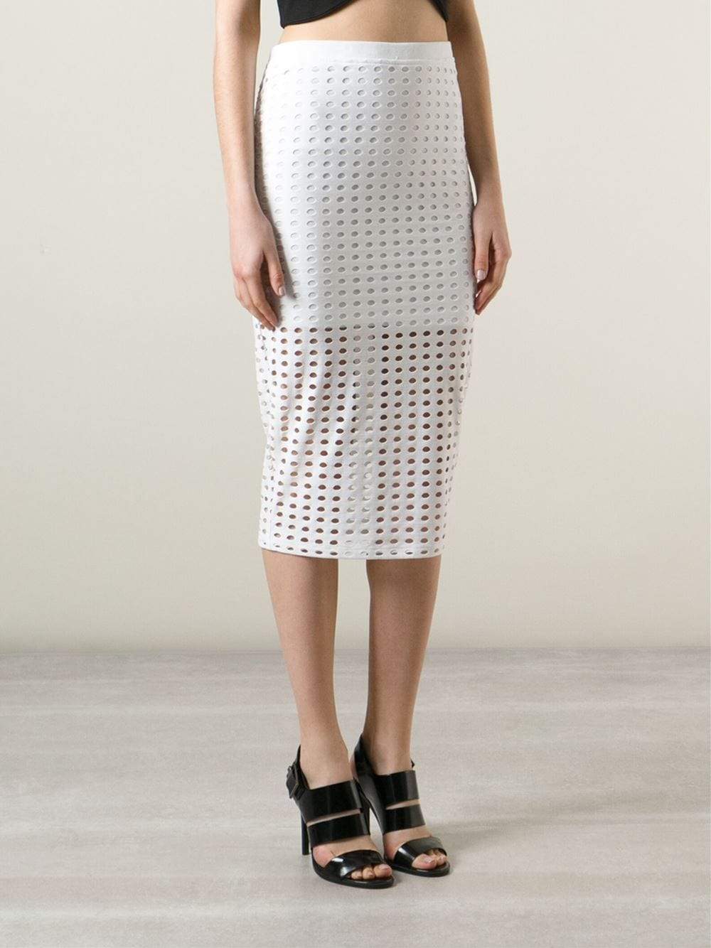 T BY ALEXANDER WANG-Circular Hole Jacquard Jersey Skirt-