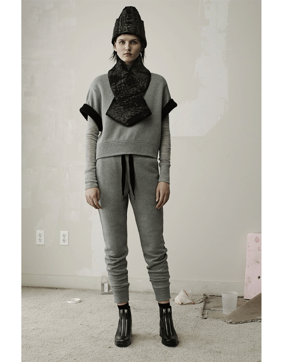 T BY ALEXANDER WANG-Crewneck Fleece Top-