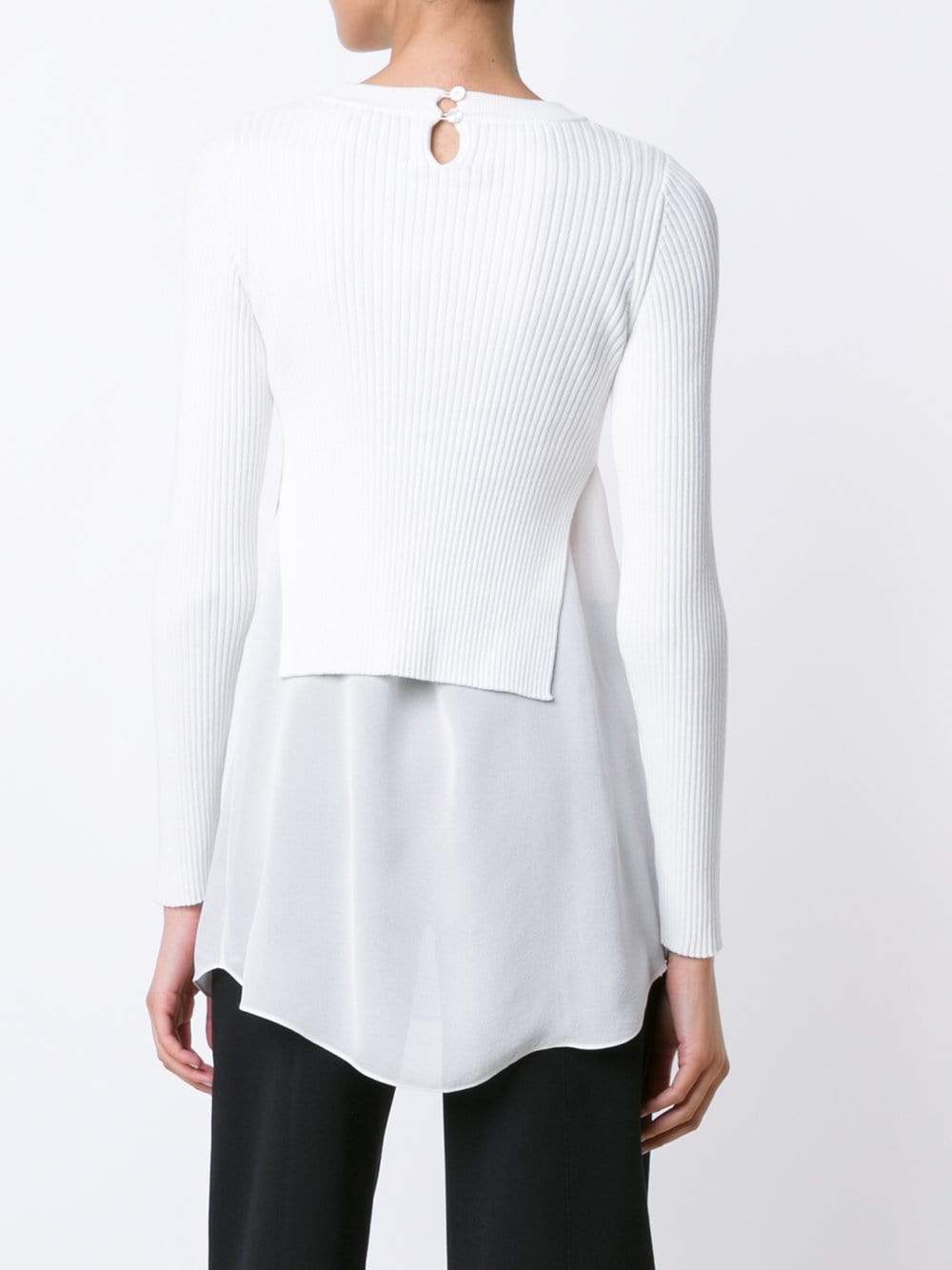 T BY ALEXANDER WANG-Ribbed And Sheer Pullover-