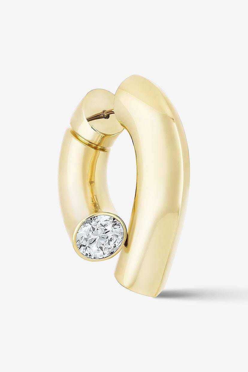 TABAYER-Yellow Gold Diamond Oera Hoop Earrings-YELLOW GOLD