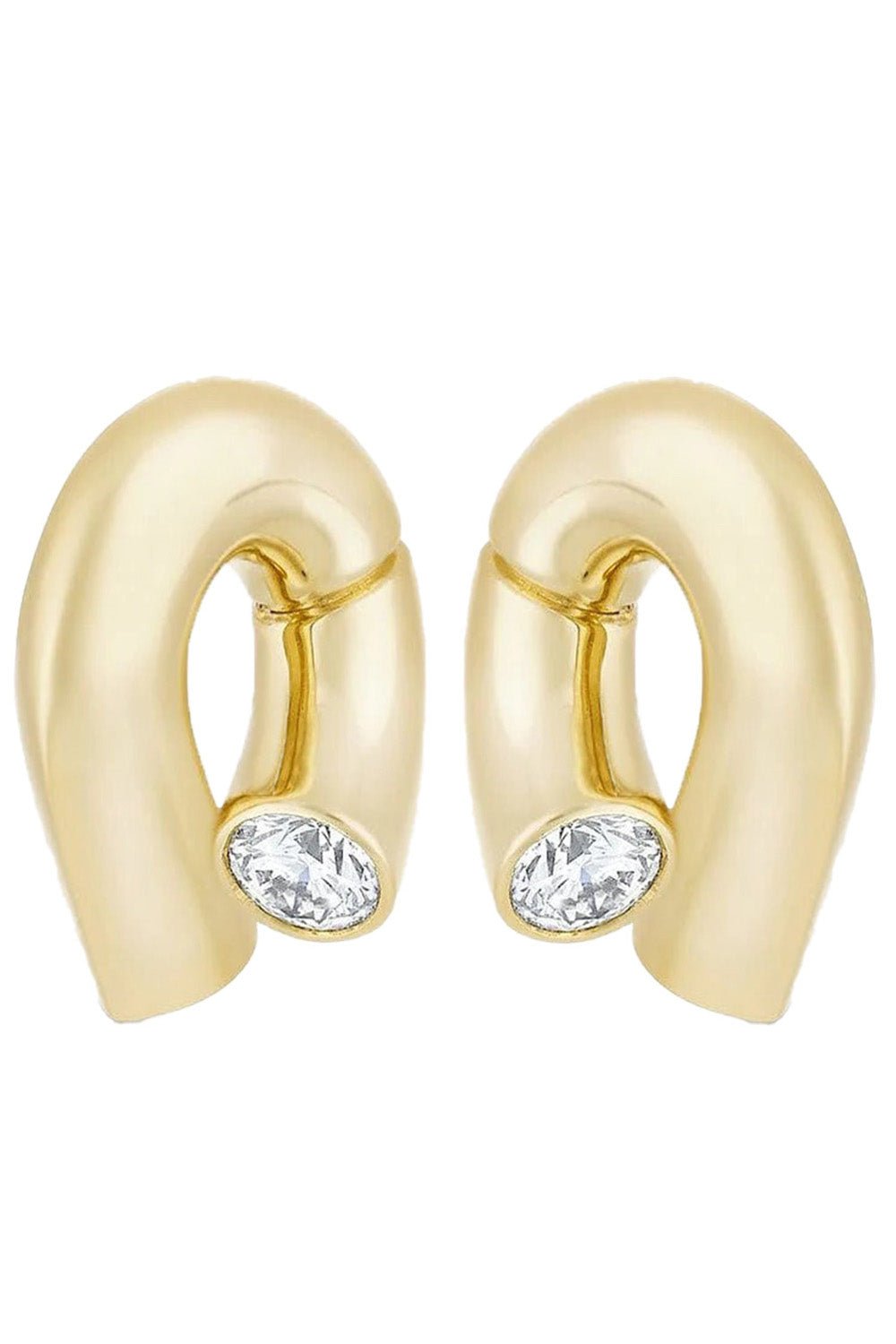 TABAYER-Yellow Gold Diamond Oera Stud Earrings-YELLOW GOLD