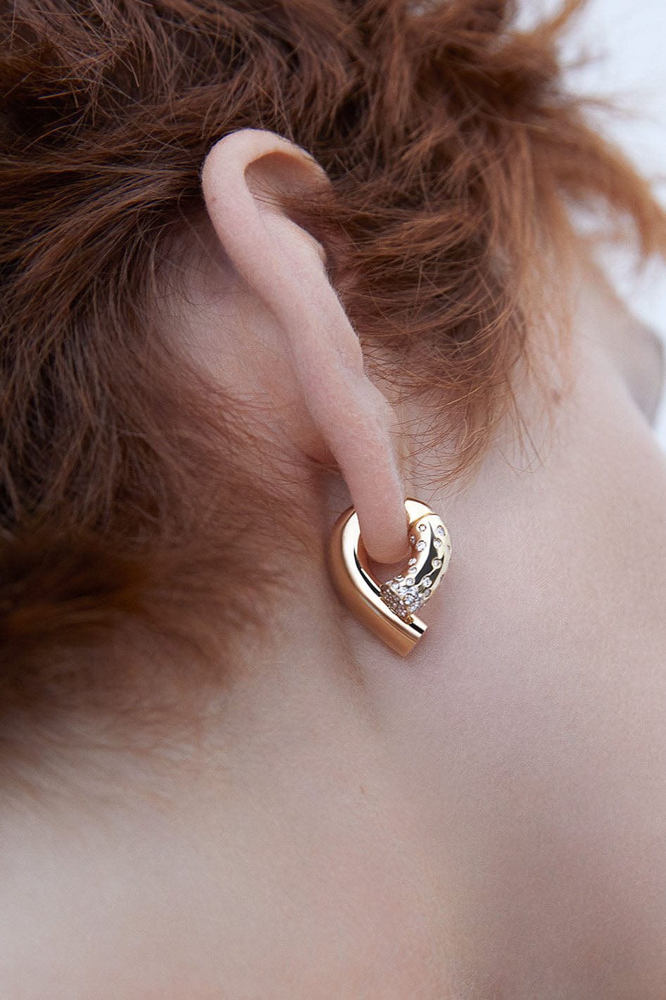 TABAYER-Yellow Gold Pave Diamond Oera Hoop Earrings-YELLOW GOLD