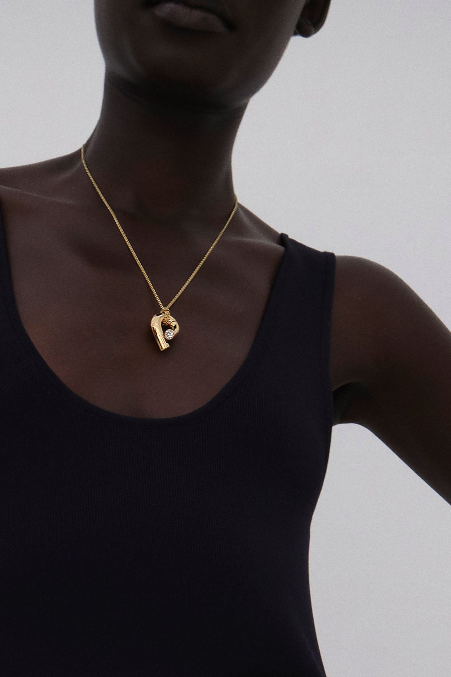 TABAYER-Yellow Gold Diamond Oera Pendant Necklace-YELLOW GOLD