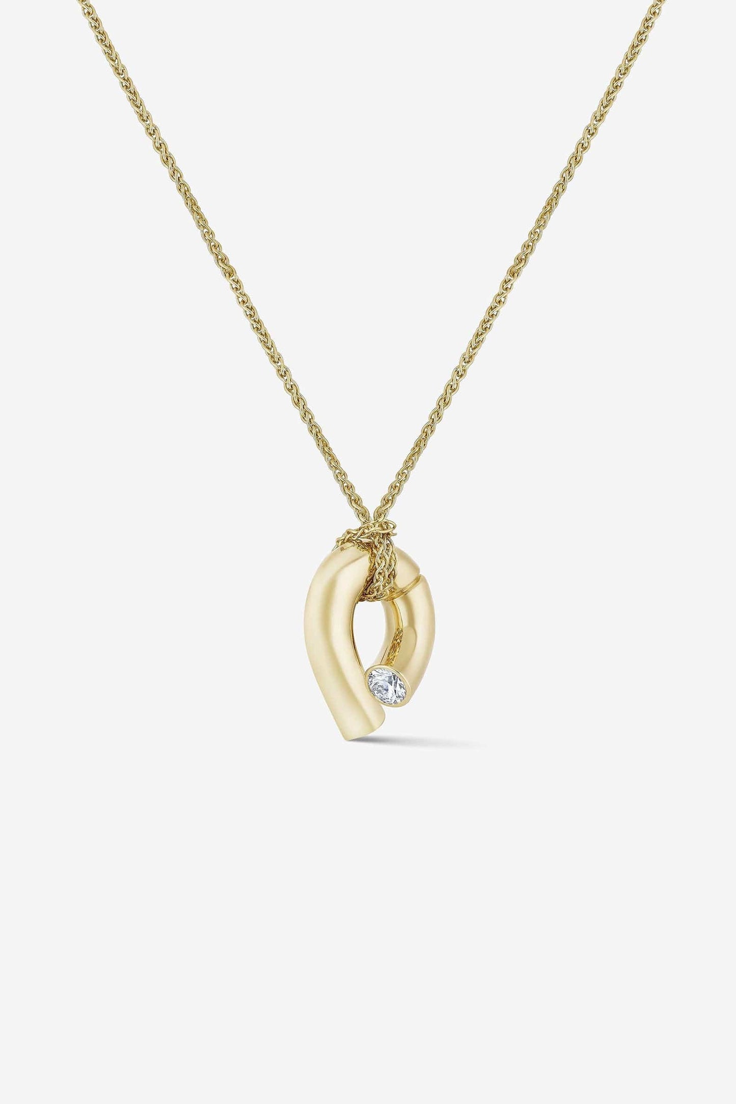 TABAYER-Yellow Gold Diamond Oera Pendant Necklace-YELLOW GOLD