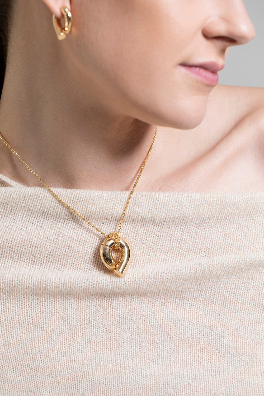TABAYER-Yellow Gold Large Oera Pendant Necklace-YELLOW GOLD